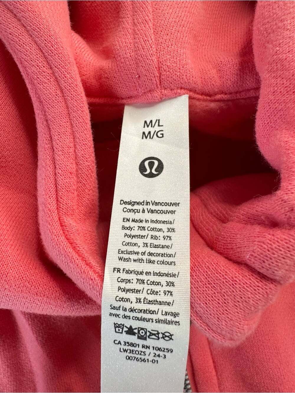 Lululemon Scuba Oversized Full Zip Hoodie M/L Pink Blossom Cropped Fleece - Picture 15 of 16